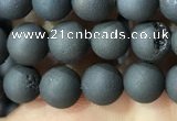 CAA1280 15.5 inches 6mm round matte plated druzy agate beads