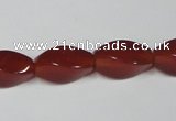 CAA129 15.5 inches 8*16mm twisted rice red agate gemstone beads