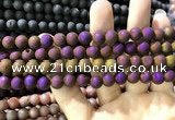 CAA1294 15.5 inches 8mm round matte plated druzy agate beads