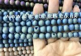 CAA1297 15.5 inches 8mm round matte plated druzy agate beads