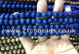 CAA1299 15.5 inches 8mm round matte plated druzy agate beads