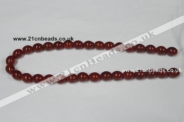 CAA130 15.5 inches 10*12mm egg-shaped red agate gemstone beads