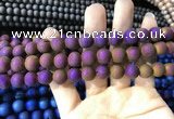 CAA1314 15.5 inches 10mm round matte plated druzy agate beads