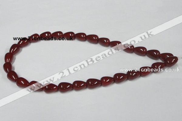 CAA132 15.5 inches 10*14mm teardrop red agate gemstone beads