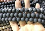 CAA1320 15.5 inches 10mm round matte plated druzy agate beads