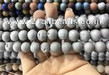 CAA1330 15.5 inches 12mm round matte plated druzy agate beads