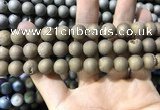 CAA1335 15.5 inches 12mm round matte plated druzy agate beads