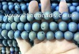 CAA1337 15.5 inches 12mm round matte plated druzy agate beads