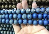 CAA1338 15.5 inches 12mm round matte plated druzy agate beads