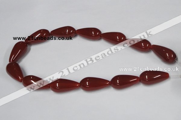 CAA134 15.5 inches 15*30mm teardrop red agate gemstone beads