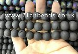 CAA1341 15.5 inches 12mm round matte plated druzy agate beads