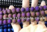 CAA1354 15.5 inches 14mm round matte plated druzy agate beads