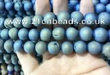 CAA1357 15.5 inches 14mm round matte plated druzy agate beads