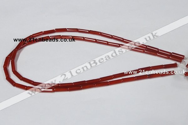 CAA136 15.5 inches 4*13mm column red agate gemstone beads