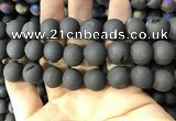 CAA1361 15.5 inches 14mm round matte plated druzy agate beads