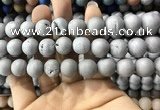 CAA1370 15.5 inches 16mm round matte plated druzy agate beads