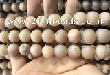 CAA1372 15.5 inches 16mm round matte plated druzy agate beads