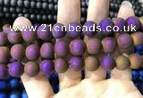 CAA1374 15.5 inches 16mm round matte plated druzy agate beads