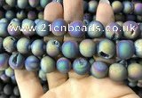 CAA1379 15.5 inches 16mm round matte plated druzy agate beads
