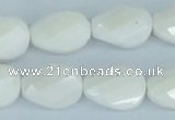 CAA14 15.5 inches 13*18mm faceted & twisted oval white agate beads