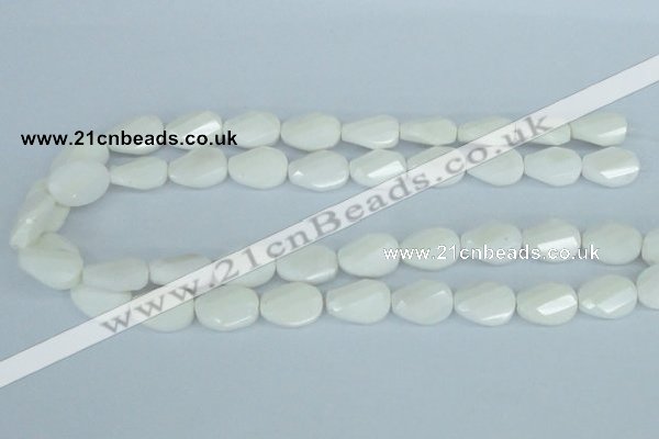 CAA14 15.5 inches 13*18mm faceted & twisted oval white agate beads