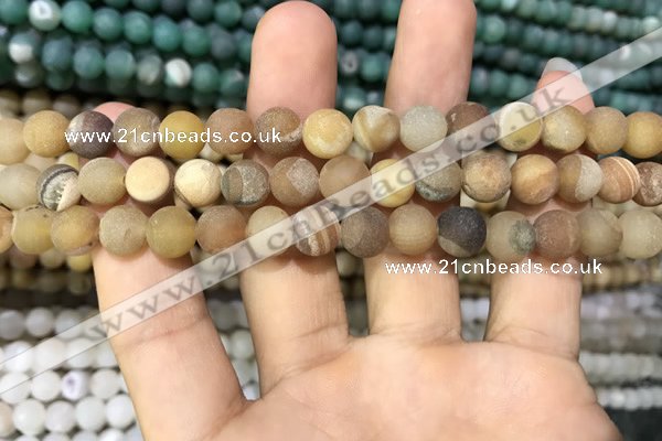 CAA1405 15.5 inches 8mm round matte druzy agate beads