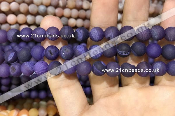 CAA1406 15.5 inches 8mm round matte druzy agate beads