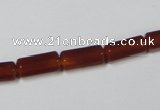 CAA141 15.5 inches 6*12mm faceted column red agate gemstone beads