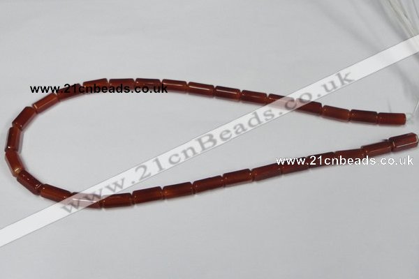 CAA141 15.5 inches 6*12mm faceted column red agate gemstone beads