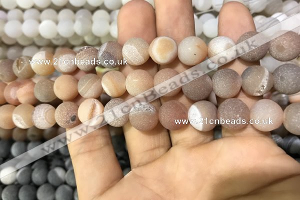 CAA1418 15.5 inches 10mm round matte druzy agate beads