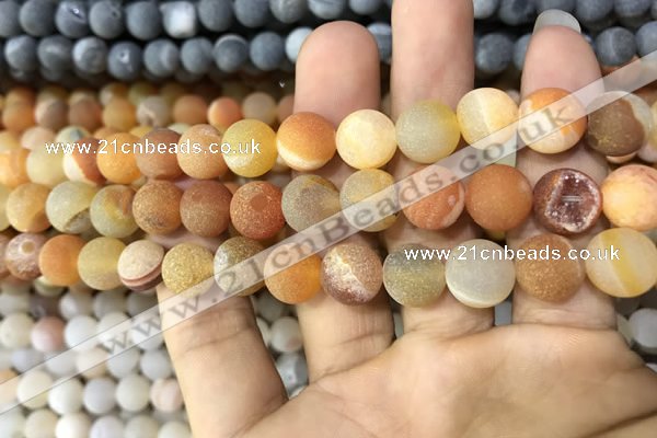 CAA1419 15.5 inches 10mm round matte druzy agate beads