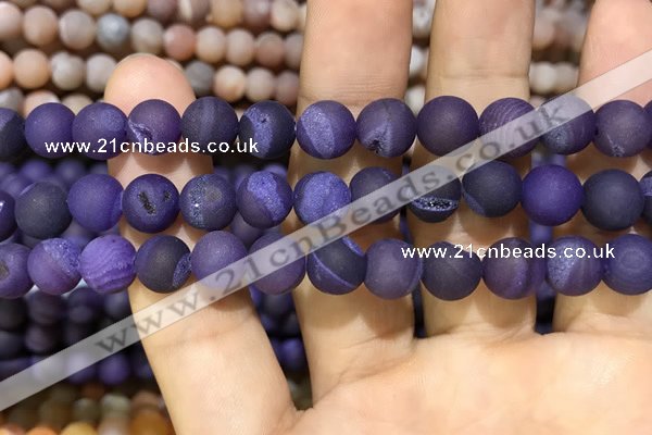 CAA1421 15.5 inches 10mm round matte druzy agate beads