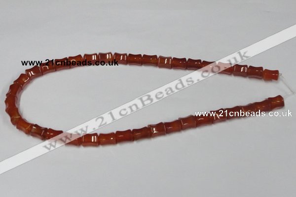 CAA143 15.5 inches 8*10mm bamboo shape red agate gemstone beads