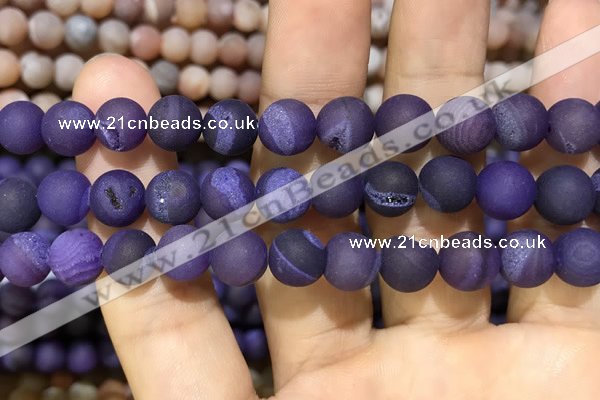 CAA1436 15.5 inches 12mm round matte druzy agate beads