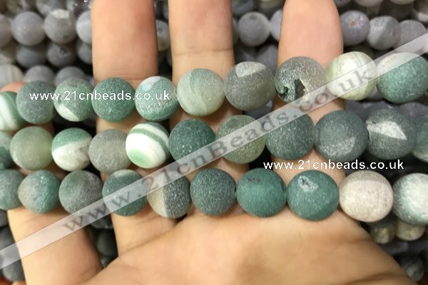 CAA1454 15.5 inches 14mm round matte druzy agate beads