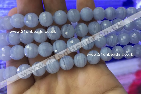 CAA1463 15.5 inches 10mm faceted round blue lace agate beads