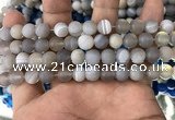 CAA1471 15.5 inches 8mm round matte banded agate beads wholesale