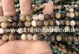 CAA1476 15.5 inches 8mm round matte banded agate beads wholesale