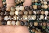 CAA1478 15.5 inches 12mm round matte banded agate beads wholesale