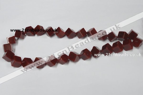 CAA148 15.5 inches 10*10mm cube red agate gemstone beads