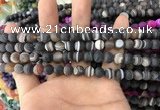 CAA1480 15.5 inches 6mm round matte banded agate beads wholesale