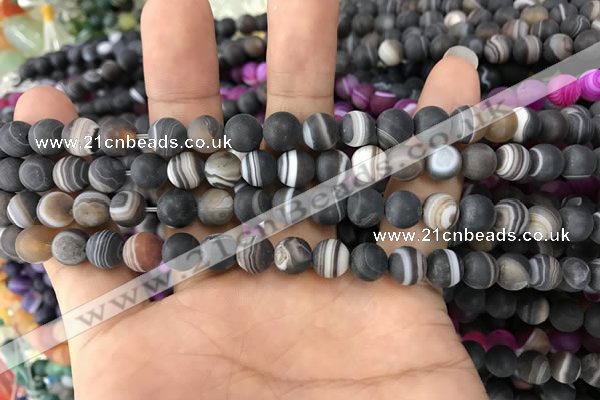 CAA1480 15.5 inches 6mm round matte banded agate beads wholesale