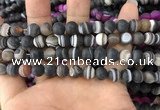 CAA1481 15.5 inches 8mm round matte banded agate beads wholesale