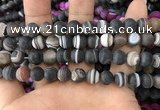 CAA1482 15.5 inches 10mm round matte banded agate beads wholesale