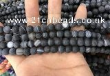 CAA1485 15.5 inches 6mm round matte banded agate beads wholesale