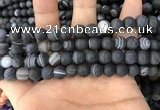 CAA1487 15.5 inches 10mm round matte banded agate beads wholesale