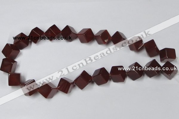 CAA149 15.5 inches 12*12mm cube red agate gemstone beads