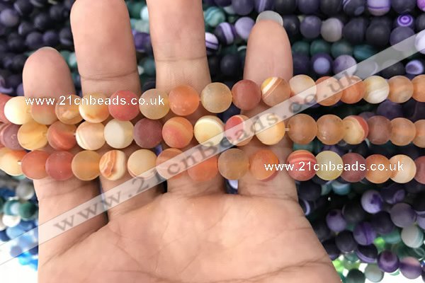 CAA1490 15.5 inches 6mm round matte banded agate beads wholesale