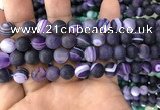 CAA1497 15.5 inches 10mm round matte banded agate beads wholesale