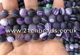 CAA1498 15.5 inches 12mm round matte banded agate beads wholesale